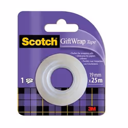 Scotch Ruban spécial cadeau satiné, recharge, 1 rouleau, 19 mm x 25 m, 25 m, Transparent, Papier, Fort, 19 mm