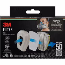 CE KIT DE FILTRES DE RECHANGE 3M - aide à fournir une protection ABEK1 et P3 lors de l'utilisation de désherbants, de pestici ...