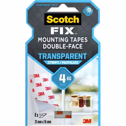 Scotch 7100263586, Adhésif double-face, Transparent, Intérieure, Acrylique, Verre, Métal, 0,5 kg, 40 °C