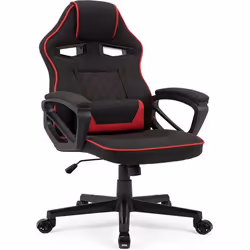 Chaise de Jeu - SENSE7 - Knight - Ergonomique - Coussins réglables - Noir-Rouge