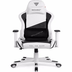 Chaise Gaming - SENSE7 - Spellcaster Senshi Edition - Cuir écologique - Réglable en hauteur - Blanc