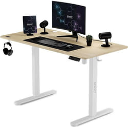 Bureau électrique - SENSE7 - NOJO - 120x60 cm - Réglage hauteur - Système anti-collision - White-Pine