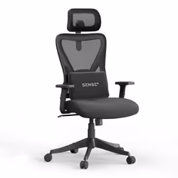 Chaise de Bureau Ergonomique - SENSE7 - TONE - Appui-tête Réglable - Accoudoirs Ajustables - 130kg Noir