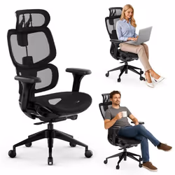 Chaise de Bureau Ergonomique - SENSE7 - Nobu - Appui-tête réglable - Accoudoirs 3D - Dossier inclinable