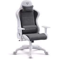 SENSE7 Chaise Gaming Spellcaster FUKU - Cuir Éco & Alcantara - Confort Ergonomique Inclinaison 160° Accoudoirs 1D - Gris-Blan ...