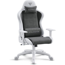 SENSE7 Chaise Gaming Spellcaster FUKU - Cuir Éco & Alcantara - Confort Ergonomique Inclinaison 160° Accoudoirs 1D - Gris-Blanc