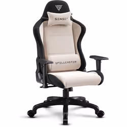 Chaise Gaming - SENSE7 - Spellcaster FUKU - Alcantara Haut de Gamme - Ergonomique - Beige-Noir