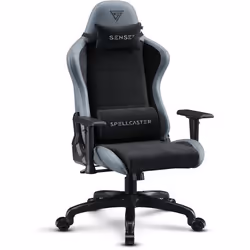 SENSE7 Chaise Gaming Spellcaster FUKU - Cuir Éco & Alcantara - Confort Ergonomique Inclinaison 160° Accoudoirs 1D - Gris-Noir