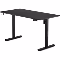 SENSE7 Bureau électrique NOJO 140x70 cm Bureau Debout avec Mémoire Réglage Silencieux Bureau de Jeu avec Crochets Noir