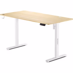 SENSE7 Bureau électrique NOJO 140x70 cm Bureau Debout avec Mémoire Réglage Silencieux Bureau de Jeu avec Crochets Pin Blanc