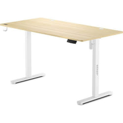 SENSE7 Bureau électrique NOJO 140x70 cm Bureau Debout avec Mémoire Réglage Silencieux Bureau de Jeu avec Crochets Pin Blanc