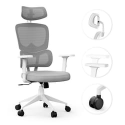Chaise de Bureau Ergonomique - SENSE7 - VENO White - Appui-tête Réglable - Accoudoirs Ajustables - Dossier en Maille - 130 kg-