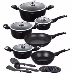 Casserole - Klausberg - KB-7322 - Ensemble de 15 pots en granit - Compatible induction - Couleur noire
