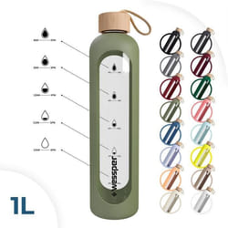 Bouteille en verre - Wessper - ActiveMax Crystalline - 1L - Couleur olive - Résistante aux températures extrêmes