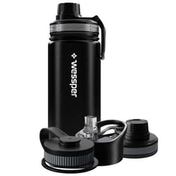 Gourde Isotherme - WESSPER - ActiveMax Steeline - Acier inoxydable - 500ml - Noir - 3 bouchons