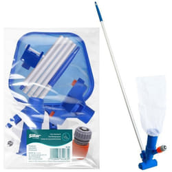 KIT UNIVERSEL DE NETTOYAGE DE PISCINE AVEC ASPIRATEUR ET RAMASSEUR TÉLESCOPIQUE