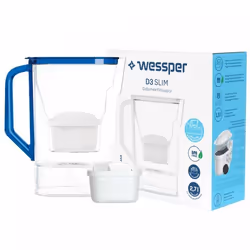 Carafe filtrante pour réfrigérateur Wessper D3 Slim Aquamax bleu 27L + 1 cartouche filtrante Aquamax