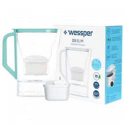 Carafe filtrante pour réfrigérateur Wessper D3 Slim Aquamax menthe 27L + 1 cartouche filtrante Aquamax
