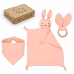 Coffret cadeau naissance - TOTSY BABY - Doudou Bavoir Anneau de dentition - Rose - Coton