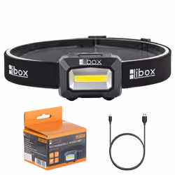 Libox LB0107, Lampe frontale, Noir, Synthétique ABS, Aluminium, Plastique, Boutons, Chine, LED