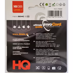 IMRO 10/16G UHS-I mémoire flash 16 Go MicroSDHC Classe 10