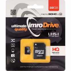 IMRO 10/32G UHS-I ADP, 32 Go, MicroSDHC, Classe 10, UHS-I, 82 Mo/s, 21 Mo/s