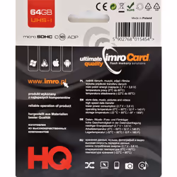 IMRO 10/64G UHS-I ADP mémoire flash 64 Go MicroSDHC Classe 10
