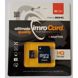 IMRO 4/8G ADP, 8 Go, MicroSDHC, Classe 4, Noir