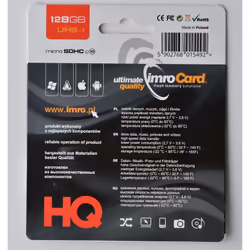 IMRO 10/128G UHS-I ADP mémoire flash 128 Go MicroSDHC Classe 10