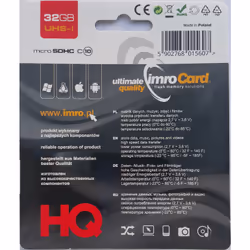 IMRO 10/32G UHS-I mémoire flash 32 Go MicroSDHC Classe 10