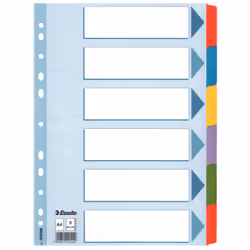 Esselte Intercalaire , en carton avec onglets renforcés en Mylar, A4, Onglet avec index vierge, Carton, Multicolore, A4, 160  ...