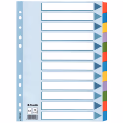 Esselte Intercalaire , en carton avec onglets renforcés en Mylar, A4, Onglet avec index vierge, Carton, Multicolore, A4, 160  ...