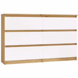 COMMODES MODERNES À 6 TIROIRS ✅ SÉRIE : MALWA ✅ MODÈLE : M6 120 ✅ COULEUR : Corps : Chêne Artisan Façade : Blanc Fonctionnali ...