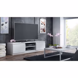 Topeshop RTV140 BIEL Support TV et centre de divertissement 2 étagères