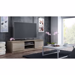 Topeshop RTV140 SONOMA Support TV et centre de divertissement 2 étagères