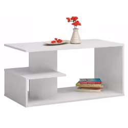 Topeshop ŁAWA DALLAS BIEL, Table basse, Forme libre, 1 pieds, Blanc