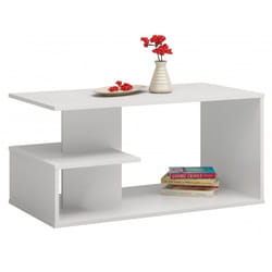 Topeshop ŁAWA DALLAS BIEL Table à café, latérale et de salon Table basse Forme libre 1 pieds