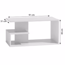 Topeshop ŁAWA DALLAS BIEL Table à café, latérale et de salon Table basse Forme libre 1 pieds