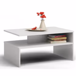Topeshop ŁAWA BOSTON BIEL, Table basse, Forme libre, 2 pieds, Blanc