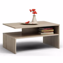 Topeshop ŁAWA BOSTON SONOMA, Table basse, Forme libre, 2 pieds, Chêne