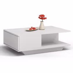 Topeshop DENVER BIEL, Table basse, Forme libre, 1 pieds, Blanc