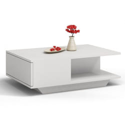 Topeshop DENVER BIEL Table à café, latérale et de salon Table basse Forme libre 1 pieds