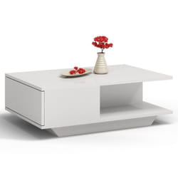 Topeshop DENVER BIEL P Table à café, latérale et de salon Table basse Forme libre 1 pieds