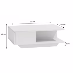 Topeshop DENVER BIEL P Table à café, latérale et de salon Table basse Forme libre 1 pieds
