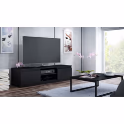 Topeshop RTV140 CZARNY Support TV et centre de divertissement 2 étagères