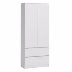 Topeshop SZAFA MALWA B, Blanc, Armoire, 5 étagères, 2 portes(s), Blanc, Tableau à particules