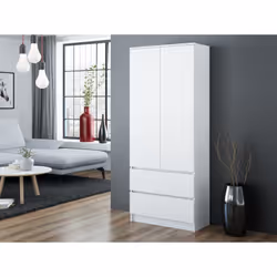Topeshop SZAFA MALWA B placard et armoire de chambre à coucher 5 étagères 2 portes(s) Blanc