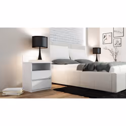 Topeshop M1 BIEL MAT Table de nuit et table de chevet Table de nuit / chevet 2 tiroir(s) Blanc