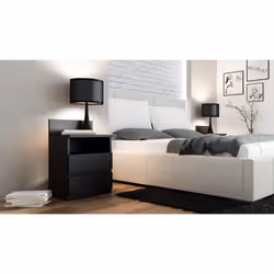 Topeshop M1 CZARNA MAT Table de nuit et table de chevet Table de nuit / chevet 2 tiroir(s) Noir