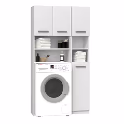 Topeshop ZESTAW MARPOL BIEL, Blanc, Sur pied, 10 étagères, 4 portes(s), Tableau à particules, Mat